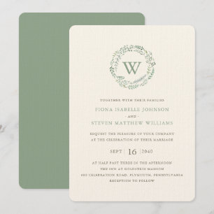 Invitation Couronne de verdure élégante Mariage aquarelle