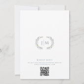 Invitation Couronne de verdure florale bleu clair pour mariag (Dos)