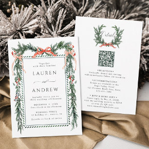 Invitation Couronne de verdure hivernale Mariage tout-en-un