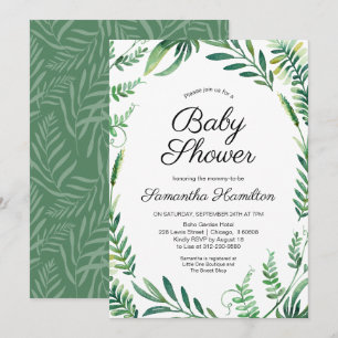 Invitation Couronne de verdure moderne Baby Shower botanique