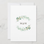 Invitation Couronne de verdure romantique monogramme Mariage (Dos)