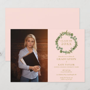 Invitation Couronne de verdure rose fuchsia pour photo de fêt