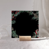 Invitation Couronne de verdure Ruban Rouge Carré Maison Ouver