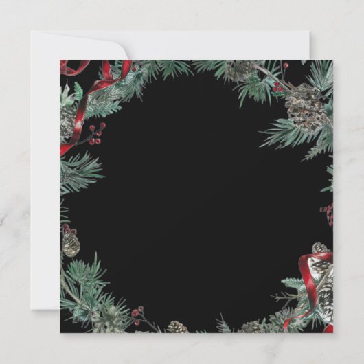 Invitation Couronne de verdure Ruban Rouge Maison Carrée Ouve (Dos)