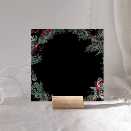 Invitation Couronne de verdure Ruban Rouge Maison Carrée Ouve