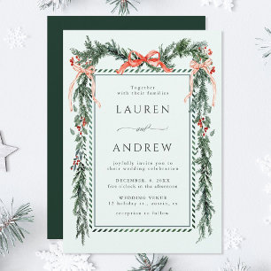 Invitation Couronne de verts hivernaux Mariage Vert menthe