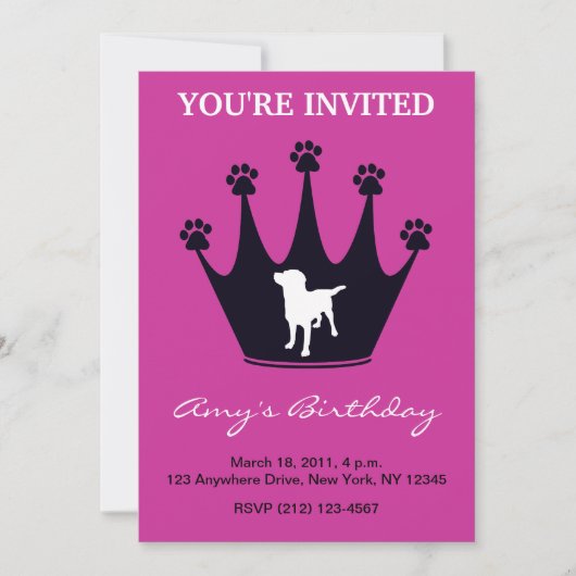 Invitation Couronne d'empreinte de patte (Devant)