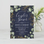 Invitation Couronne d'eucalyptus, mariage champêtre en bleu m (Debout devant)