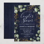 Invitation Couronne d'eucalyptus, mariage champêtre en bleu m (Devant / Derrière)
