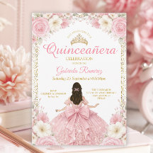 Invitation Couronne Diadème Doré Rose Pâle Aquarel
