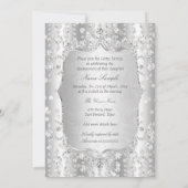 Invitation Couronne diamantée argentée blanche pour princesse (Dos)