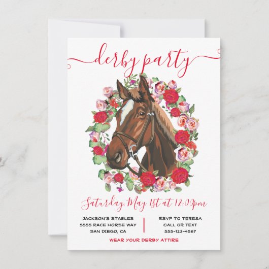 Invitation Couronne d'invitation à une fête de Derby de cours (Devant)