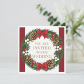 Invitation Couronne d'invitation de mariage de Noël (Debout devant)