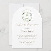 Invitation couronne d'olive aquarelle Première communion sain (Devant)