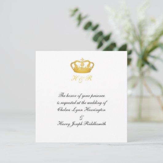 Invitation Couronne d'Or de Mariage Royal (Debout devant)