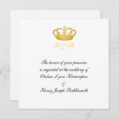 Invitation Couronne d'Or Mariage Royal (Devant / Derrière)