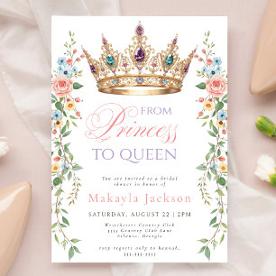 Invitation Couronne d'or reine Arch Floral Élégant Shower de