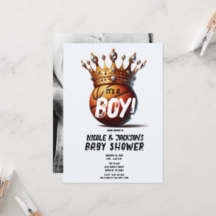 Invitation Couronne d'or Roi du Basketball Photo Baby Shower
