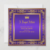 Invitation Couronne d'or violet Royal Birthday Fête d'entrepr (Dos)