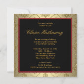 Invitation Couronne dorée à ruban rouge élégant pour les 50 a (Dos)