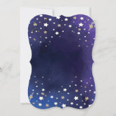 Invitation Couronne dorée étoiles fête d'anniversaire bleue (Dos)