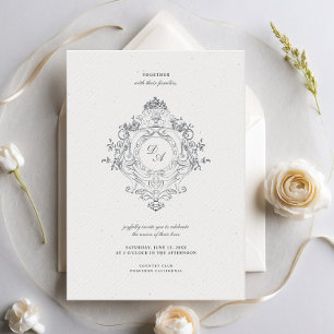 Invitation Couronne d'ornement baroque vintage mariage minima