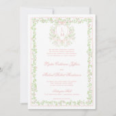 Invitation Couronne douce avec nœud rose blush | Mariage mono (Devant)