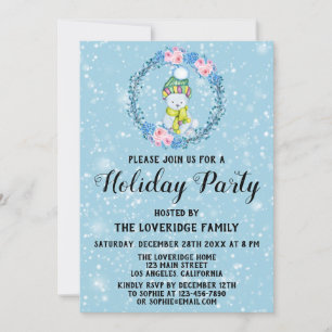 Invitation Couronne d'ours câlin Noël Fête de fin d'année Ble
