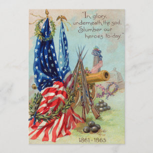 Invitation Couronne du drapeau américain Mémorial de la guerr