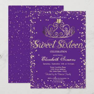 Invitation Couronne élégante chic en or diamants confettis Sw