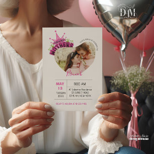 Invitation Couronne élégante de Reine rose pour les Photos de