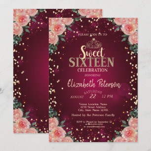Invitation Couronne en or chic,Diadème en or, fleurs et diama