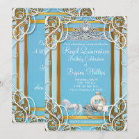 Couronne et Carrosse de Princesse Bleu Or Quinceañ