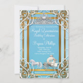 Invitation Couronne et Carrosse de Princesse Or Bleu pour Qui (Devant)