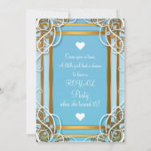 Invitation Couronne et Carrosse de Princesse Or Bleu pour Qui (Dos)