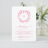 Invitation Couronne et croix rose communion (Debout devant)