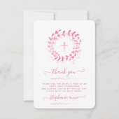 Invitation Couronne et croix rose communion (Devant)