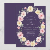 Invitation Couronne Éthérée de Prune pour Mariage (Devant / Derrière)