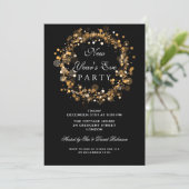Invitation Couronne festive de fête du Nouvel An en or (Debout devant)