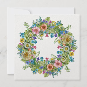 Invitation Couronne Fleurie Élégante
