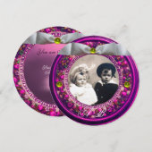 INVITATION COURONNE FLEURIE FLORENTINE RUBAN BLANC MONOGRAMME (Devant / Derrière)