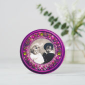 INVITATION COURONNE FLEURIE ROSE RENAISSANCE FLORENTINE MONOG (Debout devant)