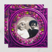 INVITATION COURONNE FLEURIE ROSE RENAISSANCE FLORENTINE MONOG (Devant / Derrière)