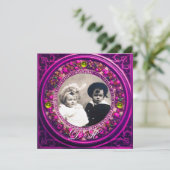 INVITATION COURONNE FLEURIE ROSE RENAISSANCE FLORENTINE MONOG (Debout devant)