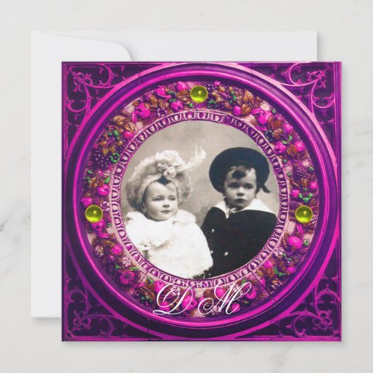 INVITATION COURONNE FLEURIE ROSE RENAISSANCE FLORENTINE MONOG (Devant)