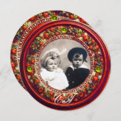 INVITATION COURONNE FLEURIE ROUGE FLORENTINE RENAISSANCE MONO (Devant / Derrière)