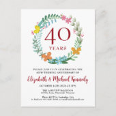 Invitation Couronne Fleurie Rubis pour le 40e Anni (Devant)