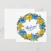 Invitation Couronne Fleurs de mariage Fleurs Vectoriel Merci (Devant / Derrière)