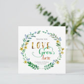 Invitation Couronne florale aquarelle Merci (Debout devant)