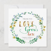 Invitation Couronne florale aquarelle Merci (Devant)